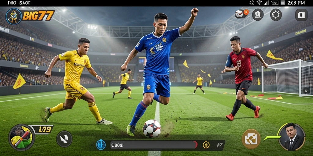 Tampilan gameplay seru dari BIG77 dengan aksi olahraga mendebarkan.