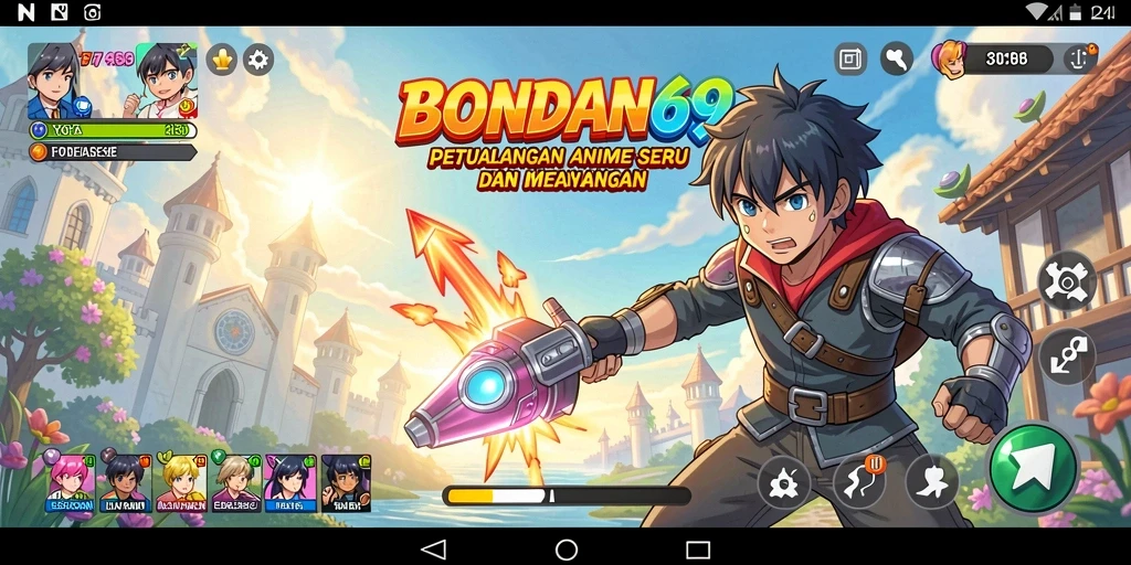 Tampilan gameplay seru dari BONDAN69 dengan karakter anime yang menarik.