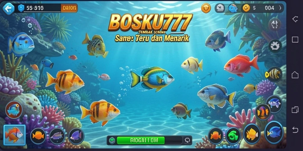 Tampilan gameplay seru dalam BOSKU777 dengan aksi Tembak Ikan yang intens.