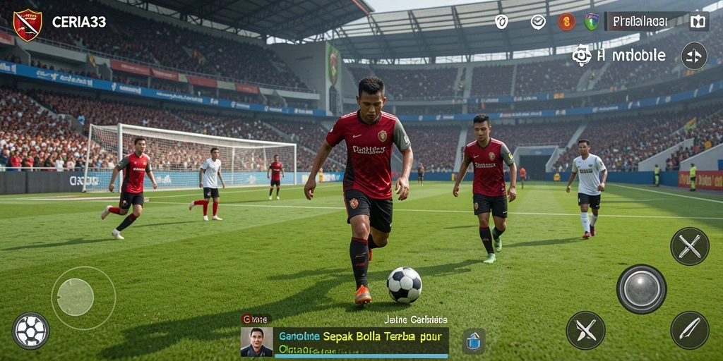 Tampilan gameplay seru dalam pertandingan sepak bola.