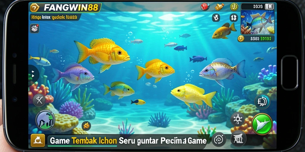 Screenshot gameplay FANGWIN88 menampilkan aksi tembak ikan yang seru.