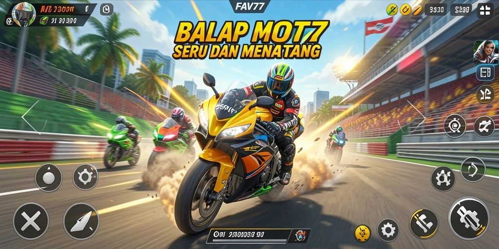 Gameplay FAV77 yang mendebarkan di lintasan balap.
