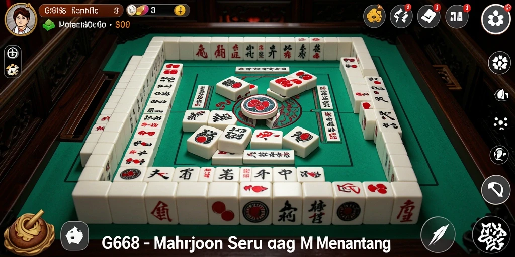 Screenshot G668 menampilkan gameplay Mahjong yang menarik dan seru.