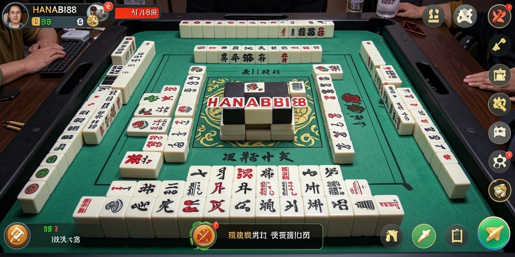Screenshot permainan <strong>HANABI88</strong> menunjukkan gameplay Mahjong yang memukau.