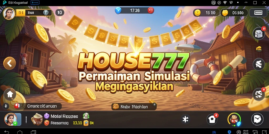 Tangkapan layar utama dari gameplay <strong>HOUSE777</strong>, menunjukkan interaksi dalam simulasi.
