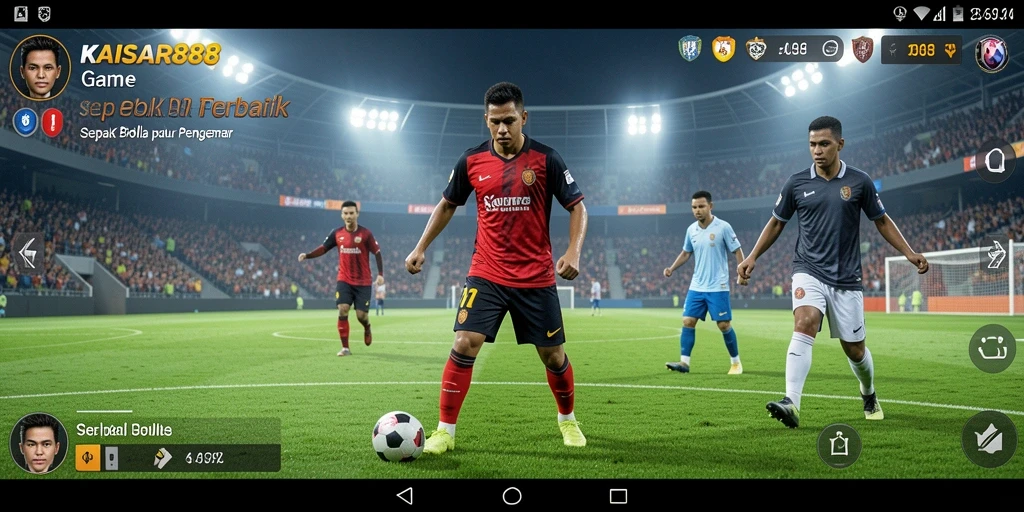 Tangkapan layar KAISAR888 menampilkan aksi seru di lapangan sepak bola.