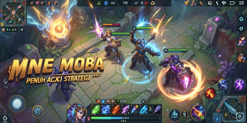 Screenshot MG108 menampilkan aksi seru di arena pertempuran MOBA.
