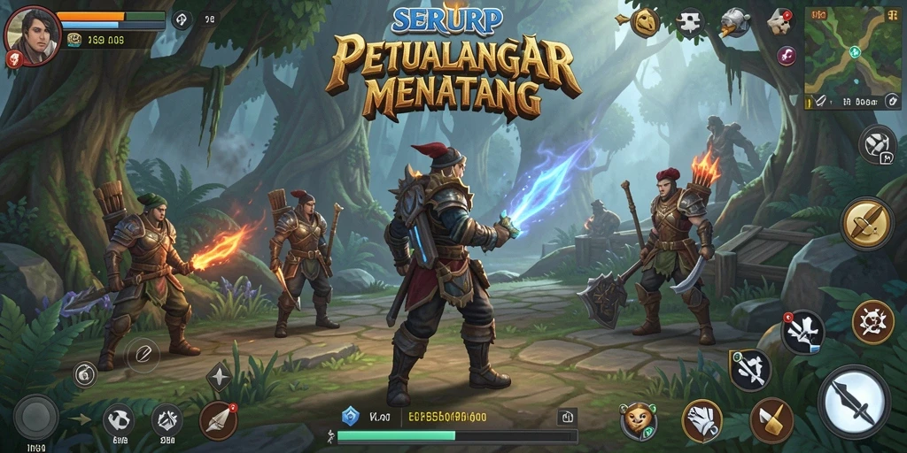 Tampilan gameplay SERURP yang menakjubkan dengan pertarungan epik.