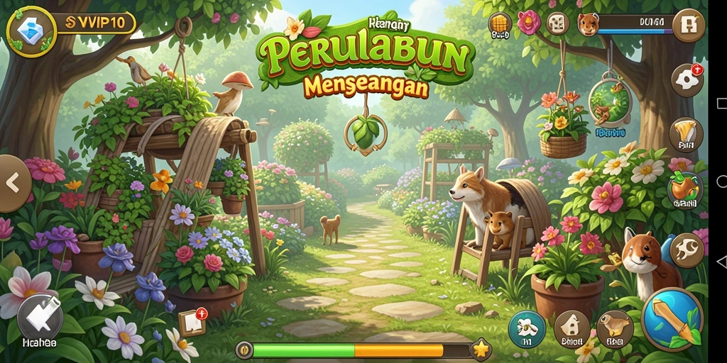 Screenshot gameplay <strong>SVIP10</strong> menampilkan aktivitas berkebun yang seru dan menantang.