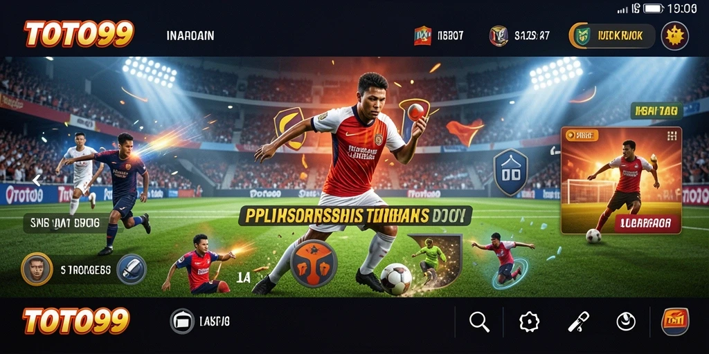 Tampilan antarmuka aplikasi TOTO99 dengan berbagai pilihan taruhan olahraga.